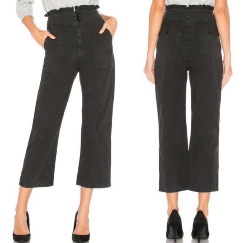 The Great. | Washed Black Ruffle Armies Cropped Pants Size 28